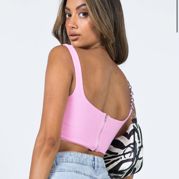 PRINCESS POLLY | Kaeshia Rib Bustier Bubblegum Pink Lower Impact Corset Top🩷 - Picture 10 of 12